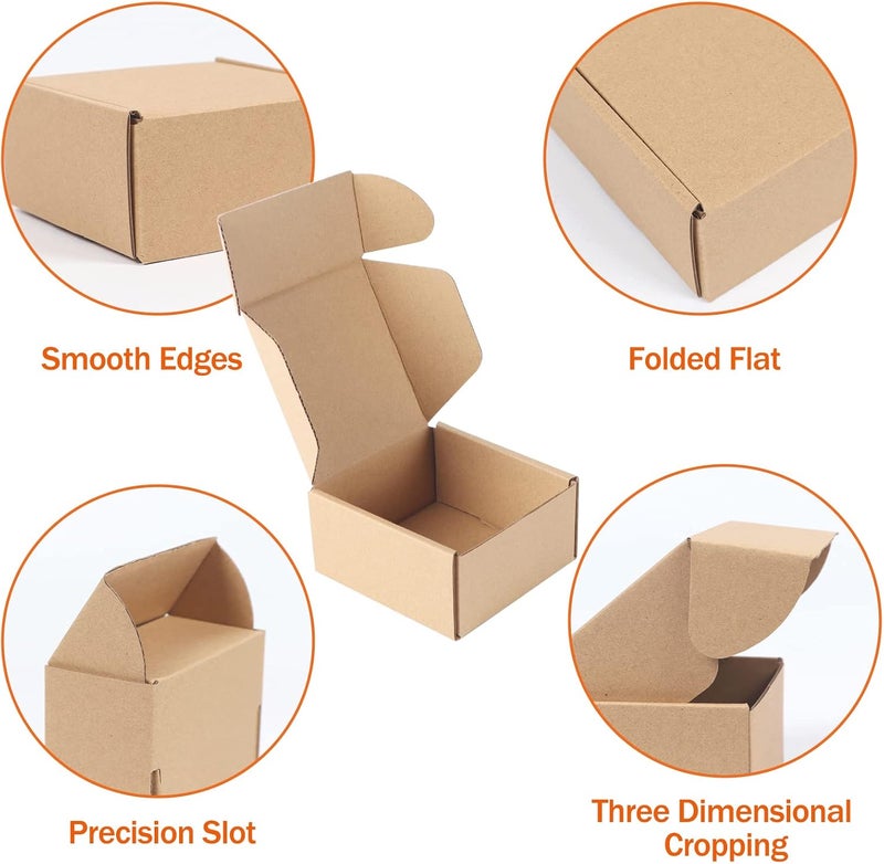 PHAREGE 4x4x2 inch Shipping Boxes Bulk 100 Pack Brown, Tab Lock Tuck Top Mailer Boxes for Packaging Small Business, Small Cardboard Gift Boxes for Wrapping Mailing Present - Image 5
